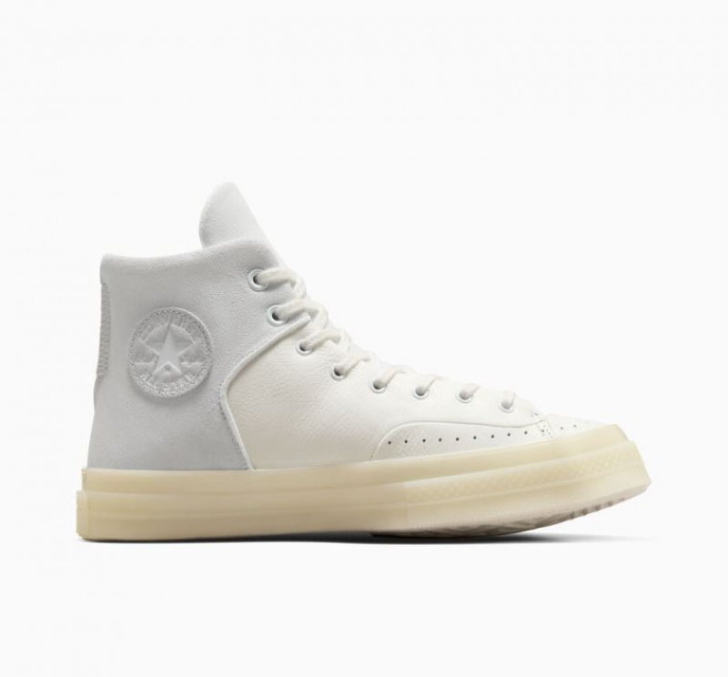 White / Grey Converse Chuck 70 Marquis Leather Women\'s High Tops | NZ UKGST9632