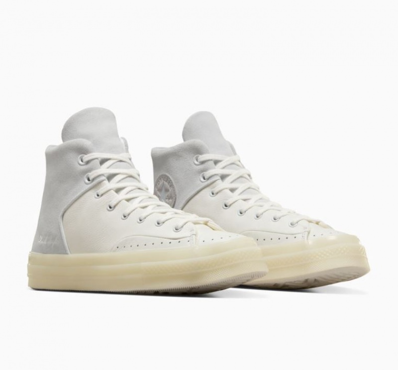 White / Grey Converse Chuck 70 Marquis Leather Men's High Tops | NZ SERAO3802