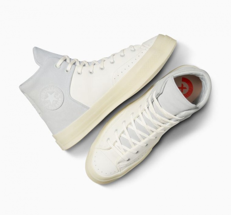 White / Grey Converse Chuck 70 Marquis Leather Men's High Tops | NZ SERAO3802