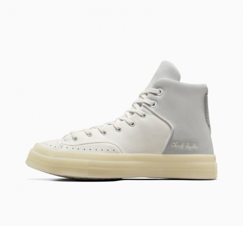 White / Grey Converse Chuck 70 Marquis Leather Men's High Tops | NZ SERAO3802