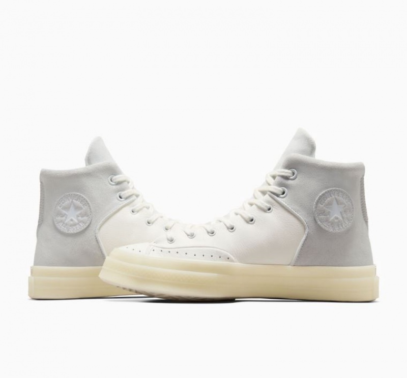 White / Grey Converse Chuck 70 Marquis Leather Men's High Tops | NZ SERAO3802