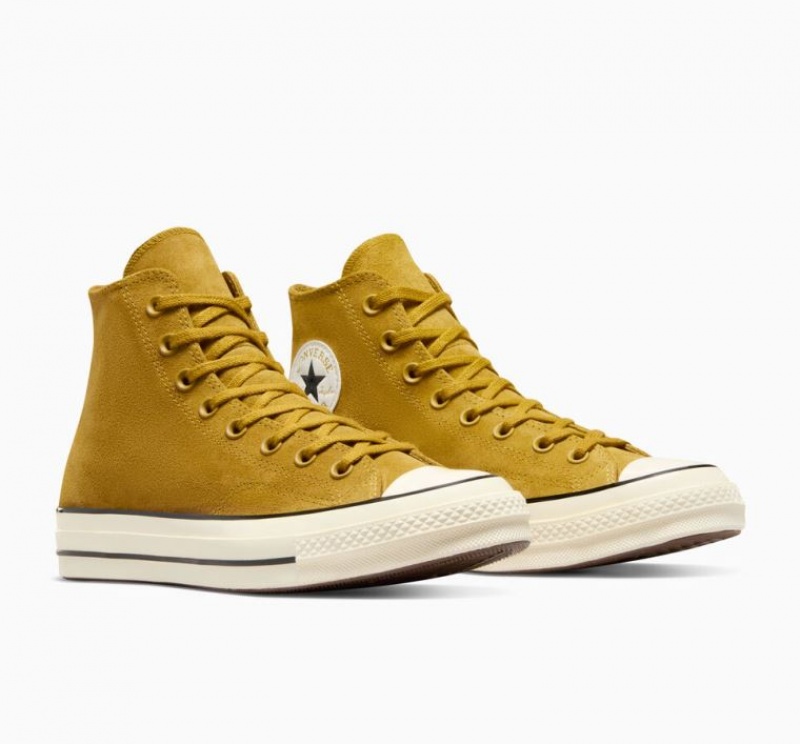 Yellow Converse Chuck 70 Suede Men's High Tops | NZ WKIMZ3695