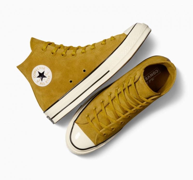 Yellow Converse Chuck 70 Suede Men's High Tops | NZ WKIMZ3695