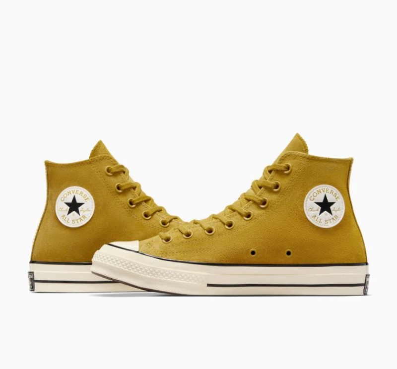 Yellow Converse Chuck 70 Suede Men's High Tops | NZ WKIMZ3695