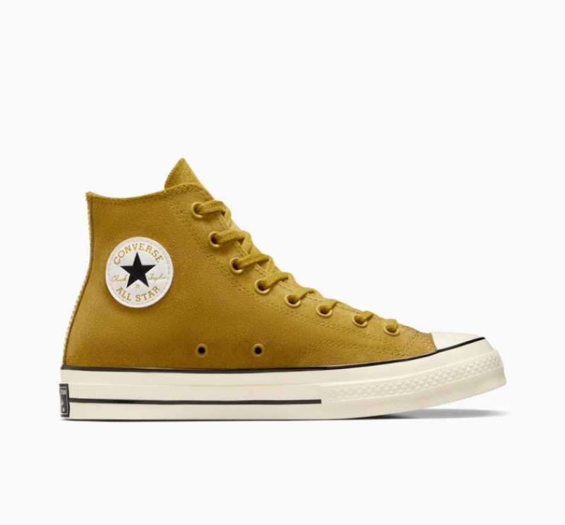 Yellow Converse Chuck 70 Suede Men\'s High Tops | NZ WKIMZ3695